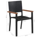 9 Piece Outdoor Dining Set Poly Rattan and Acacia Wood Black 43936