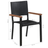 9 Piece Outdoor Dining Set Poly Rattan and Acacia Wood Black 43936