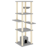 Cat Tree with Sisal Scratching Posts Light Grey 154 cm 172056