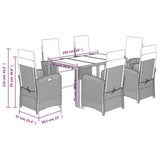 7 Piece Garden Dining Set with Cushions Grey Poly Rattan 3212465