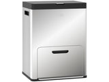 56L Triple Compartment Stainless Steel Kitchen Bin, with Deodoriser Holders and Wheels - Silver Tone T3398P344380