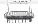 Two-Seater Boho Macrame Hammock Swing - Grey T3398P325159