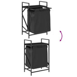 Laundry Basket 1 Compartment with Shelf Black Oak 859070