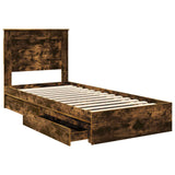 Storage Bed with Drawer Smoked Oak 90 x 190 cm Engineered Wood 3410272