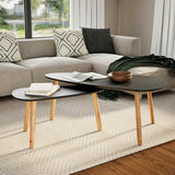 244732 Coffee Table Set 2 Pieces Solid Pinewood Black