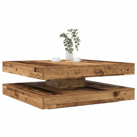 ZNTS Coffee Table 360-Degree Rotatable Old Wood 90x90x34.5 cm 3321358