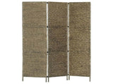 3-Panel Room Divider Brown 116x160 cm Water Hyacinth 247346