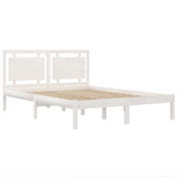 Bed Frame White Solid pine wood, Plywood Double Simple 3105516