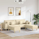 Fabric Sofa with Cushion 3 pcs Cream 208 cm Fabric 3335168