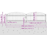 Fence Gate ASSEN 401 x 175.5 cm Steel Grey Lockable 42008942