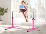 Height Adjustable Gymnastics Horizontal Bar for Kids, Children Junior Kip High Bar Fitness, Pink T3398P347570