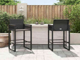 Garden Bar Stools 2 pcs Black Poly Rattan 368702