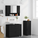 Bathroom Furniture Set 3 pcs Black Engineered Wood and Metal 3393034