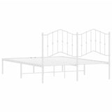 Metal Bed Frame without Mattress with Headboard White 140x200cm 373839