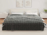 Anti-Slip Faux Rabbit Fur Blanket Olite Dark Grey 240 x 270 cm 42021804