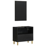 ZNTS 2 Piece Bathroom Furniture Set Black Engineered Wood 3309994