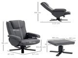 Rocker Swivel Recliner Chair with Footstool - Charcoal Grey Velvet T3398P341419