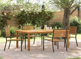 Garden Dining Set 5 pcs Black Solid Acacia Wood 3365517