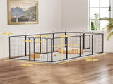 12-Panel Solid Dog Playpen with Doors, for Medium Dogs, 80cm High, Black T3398P349748