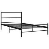 Bed Frame Black Metal Single Durable Bed Frame Rectangular 284689