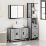 ZNTS 3 Piece Bathroom Furniture Set Grey Sonoma Engineered Wood 3301133