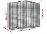 Arched Gabion Baskets 4 pcs 200x50x220/240 cm Galvanised Iron 3145768