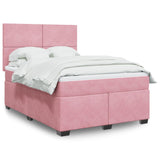 Box Spring Bed with Mattress Pink 140x190 cm Velvet 3290905