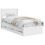 Bed Frame with Storage and Headboard White 90 x 200 cm 3414335