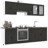 ZNTS 8 Piece Kitchen Cabinet Set Kalmar Black Engineered Wood 3314842