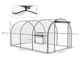 Polytunnel Greenhouse Walk-in Grow House with Plasric Cover, Door, Mesh Window and Steel Frame, 3 x T3398P318593