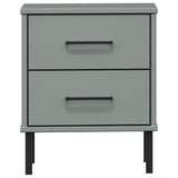 ZNTS Bedside Cabinet with Metal Legs Grey Solid Wood Pine OSLO 350974