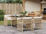 5 Piece Garden Dining Set with Cushions Beige Poly Rattan 3211618