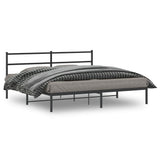 Metal Bed Frame without Mattress with Headboard Black 193x203cm 355371