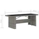 Garden Dining Set Grey PE rattan 7 Piece Set Removable Covers 3095253
