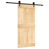 Sliding Door Natural and Black 95 x 210 cm Solid Pine Wood 3445156