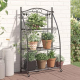ZNTS Flower Rack Black 56x30x96 cm Steel 319353