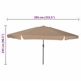 Garden Parasol Taupe 394 x 394 x 248 cm Polyester and Steel 42003639