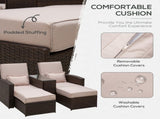 2-Seater Rattan Sofa Lounger Set-Brown T3398P320074