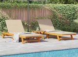 Sun Lounger Reclining 2-person 3 pcs Brown Solid Acacia Wood 3325208