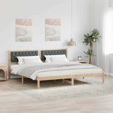 Bed Frame with Headboard Dark Grey 200 x 200 cm Solid Pine Wood 3394234