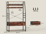 6-in-1 Industrial-Style Hallway Organiser - Brown/Black T3398P423863