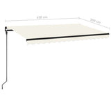 3069122 Manual Retractable Awning with LED 450x300 cm Cream