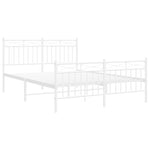 ZNTS Metal Bed Frame without Mattress with Footboard White 140x190cm 373758