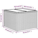 Garden Table with Glass Top Brown 55x55x37 cm Poly Rattan 366207