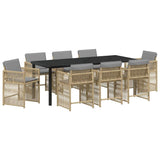 Garden Dining Set 9 pcs Beige Poly Rattan 3380796