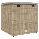 Cushion Box with Storage Beige 50 x 50 x 50 cm Poly Rattan 365411