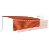 ZNTS Manual Retractable Awning with Blind&LED 5x3m Orange&Brown 3069345