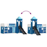 Bunk Bed without Mattress with Slide and Curtains Blue 80x200 cm 3284201