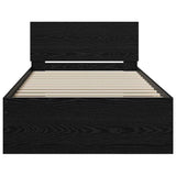 Bed Frame with Headboard Black Oak 90 x 200 cm Engineered Wood 871656