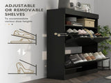 16 Shoe Pair Storage Cabinet, with Flip Doors - High Gloss Black T3398P343168